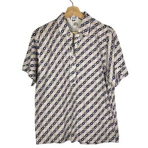 Leon Levin Purple Printed Short Sleeve Golf Polo L